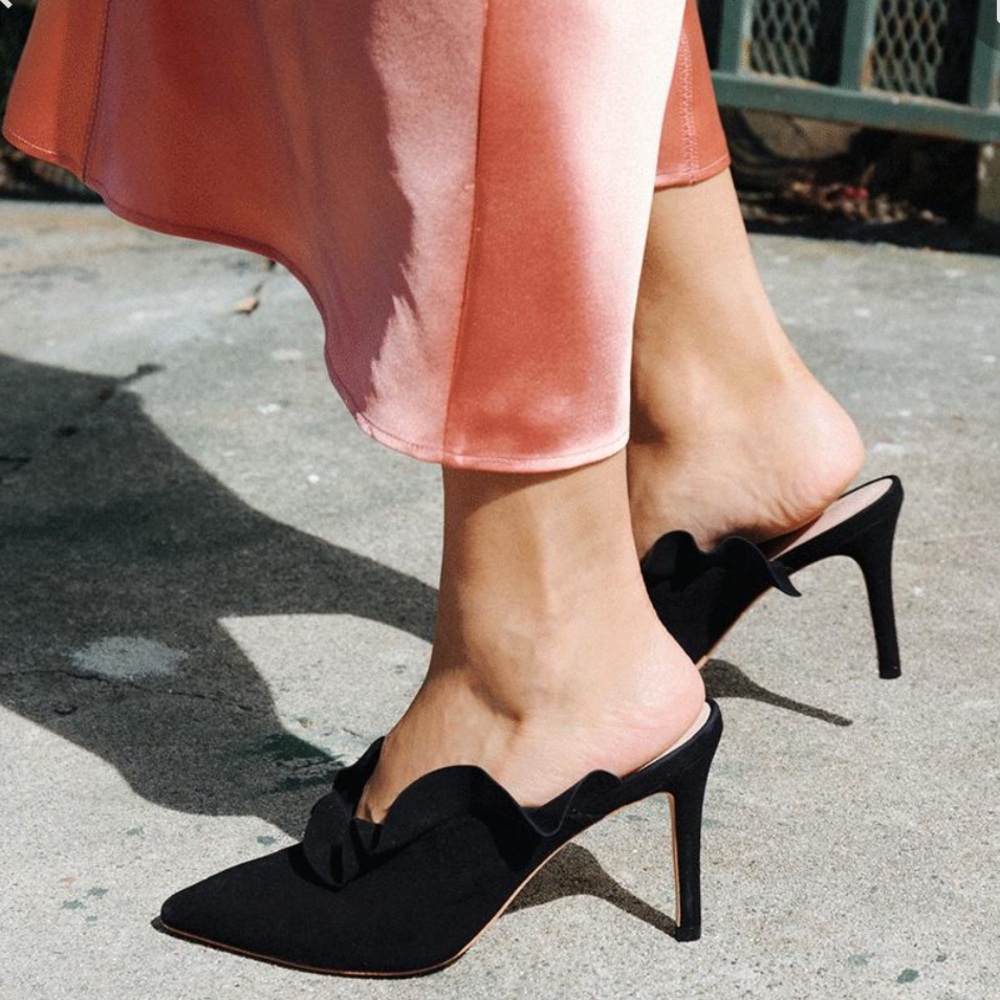 Loeffler Randall Black Langley Ruffle Mule